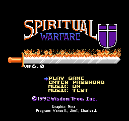 Spiritual Warfare (USA) (Unl) (v6.0) Title Screen